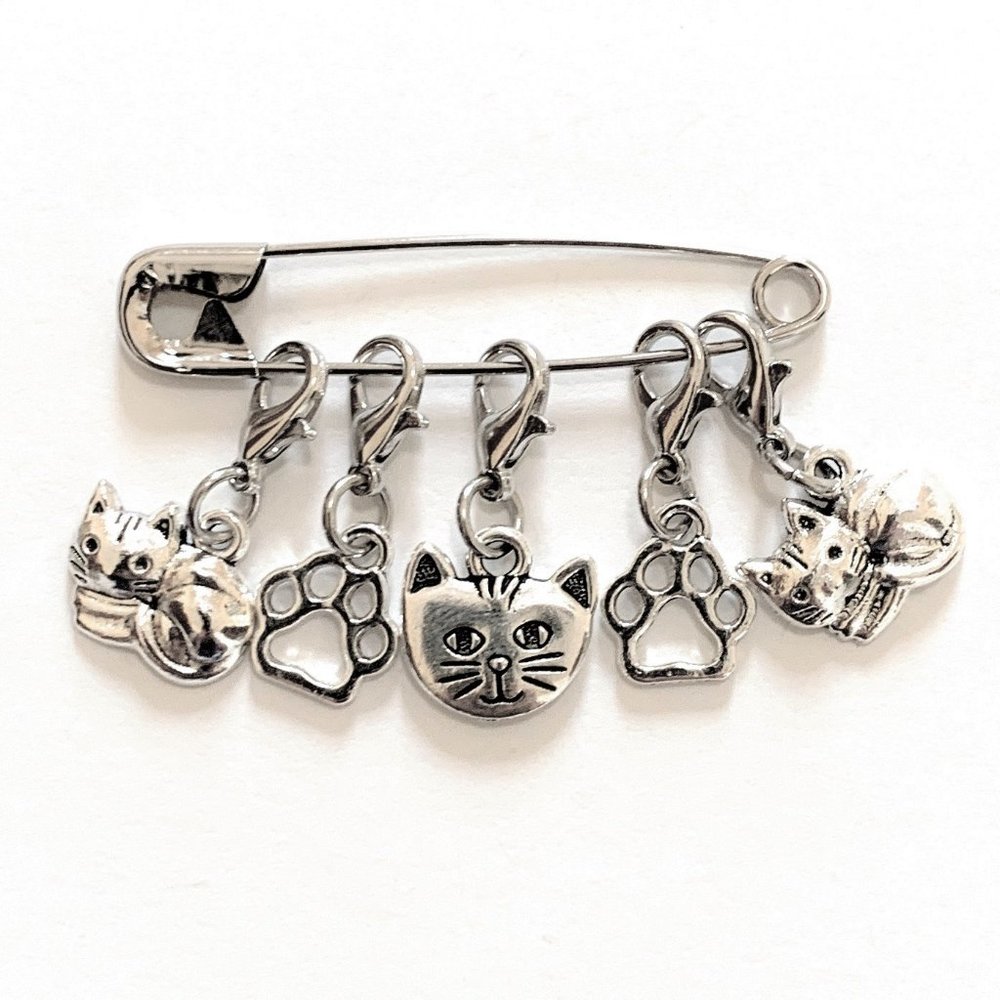 Cat Stitch Markers Knitting Crochet Gifts for Knitters Metal Lobster Clasps